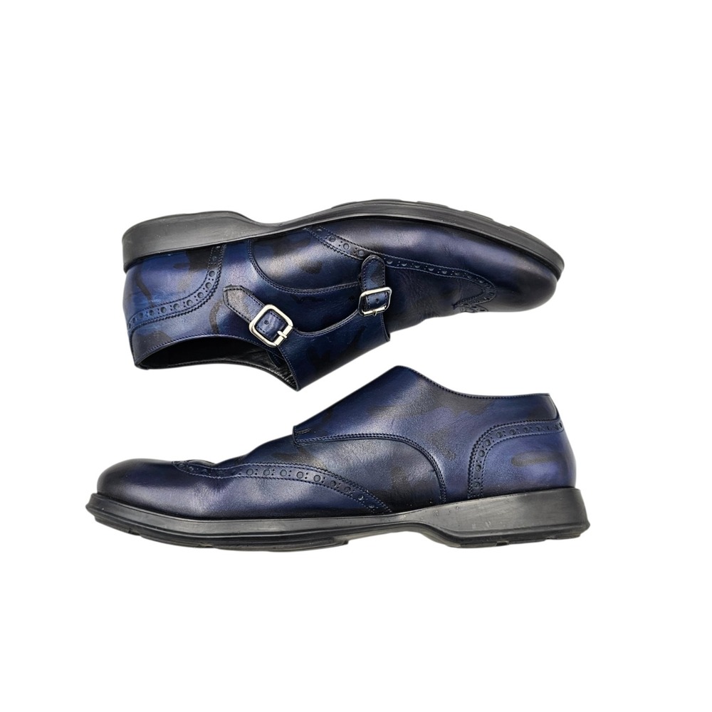 Fratelli Borgioli Men's Size 44 / 10 VGC Black And Blue Leather Monk Strap Shoes - Picture 7 of 8